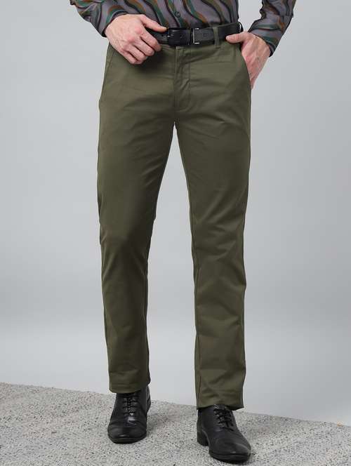 men solid mid rise flat front trouser - 22069300 -  Standard Image - 0