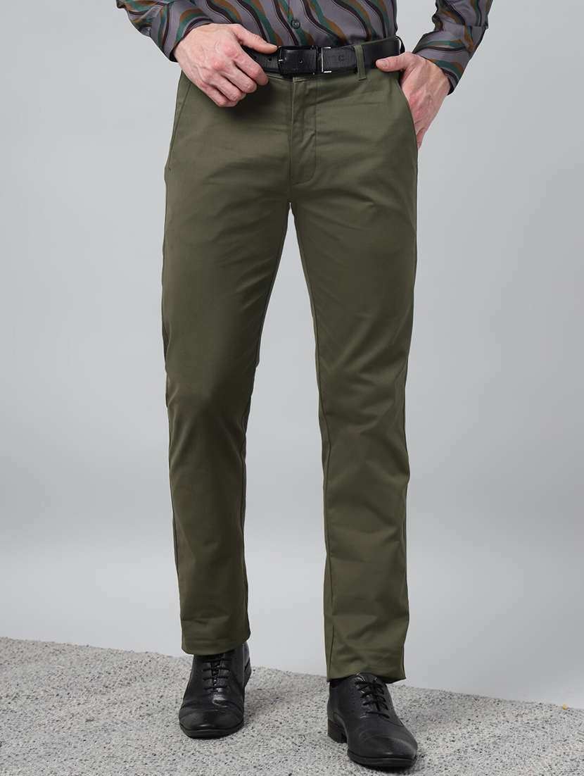 men solid mid rise flat front trouser - 22069300 -  Zoom Image - 0