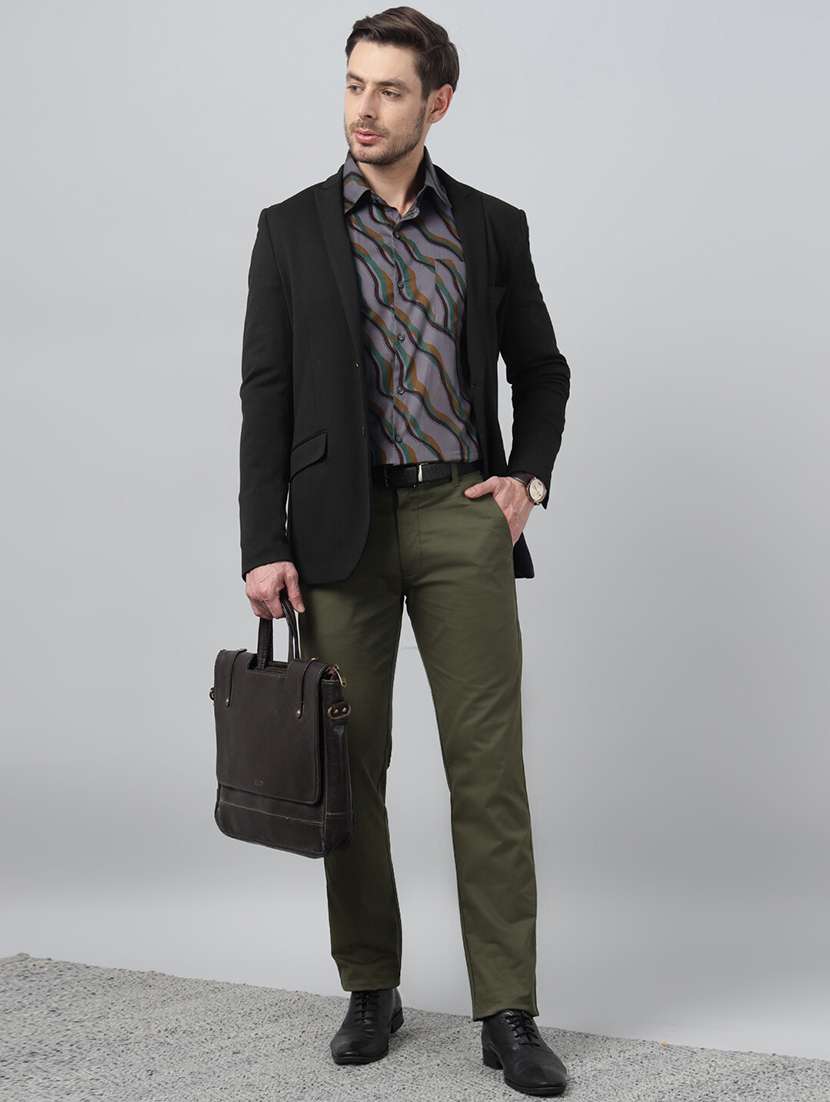 men solid mid rise flat front trouser - 22069300 -  Standard Image - 3