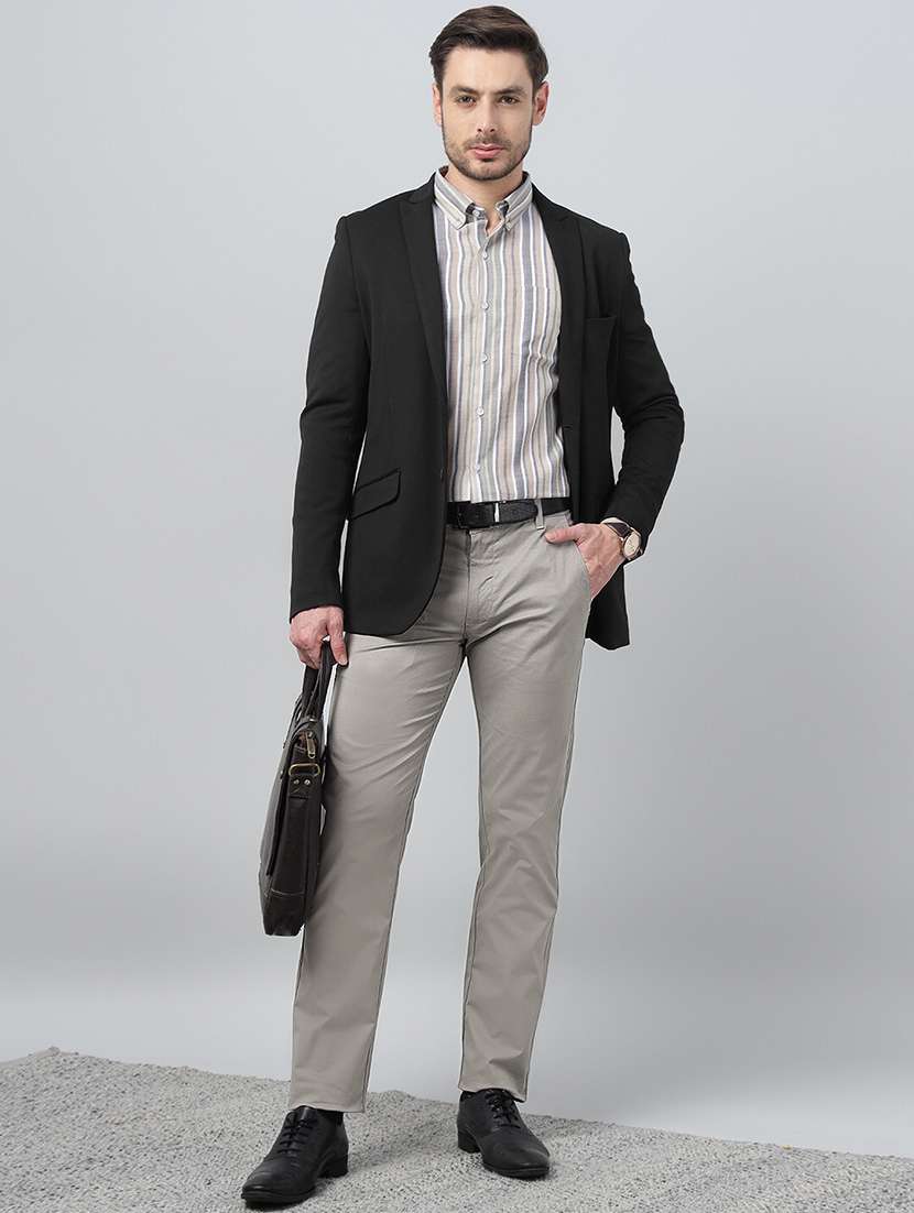 men solid mid rise flat front trouser - 22069301 -  Standard Image - 3