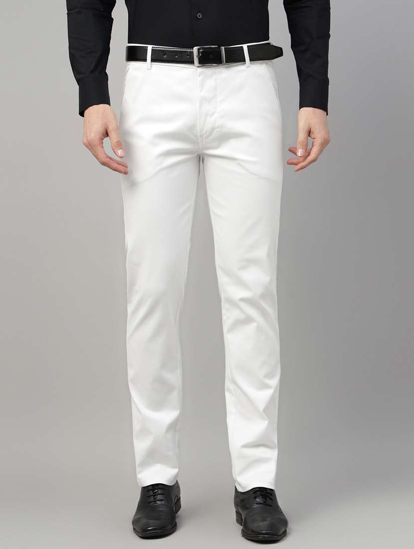 men solid mid rise flat front trouser