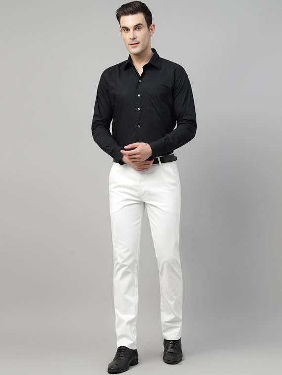 men solid mid rise flat front trouser - 22069304 -  Standard Image - 3