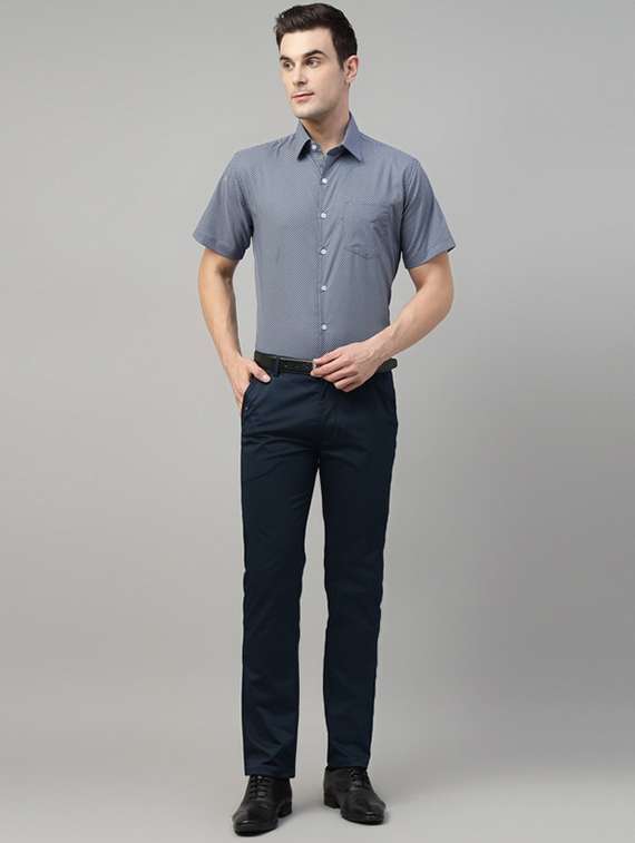 men solid mid rise flat front trouser - 22069308 -  Standard Image - 3