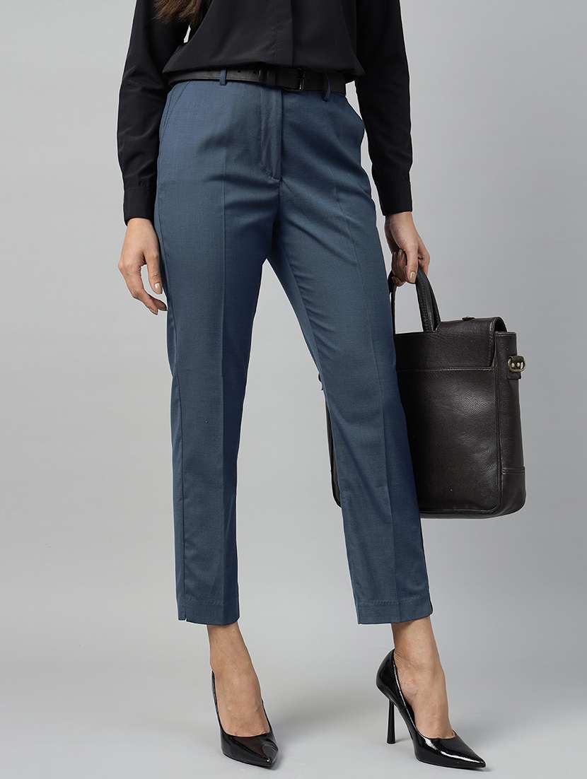 blue viscose trousers - 22069323 -  Zoom Image - 0