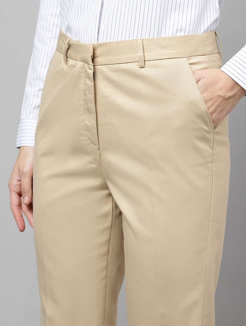women solid mid rise cigarette pants - 22069331 -  Standard Image - 3