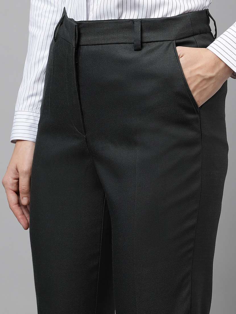women solid mid rise cigarette pants - 22069332 -  Standard Image - 3