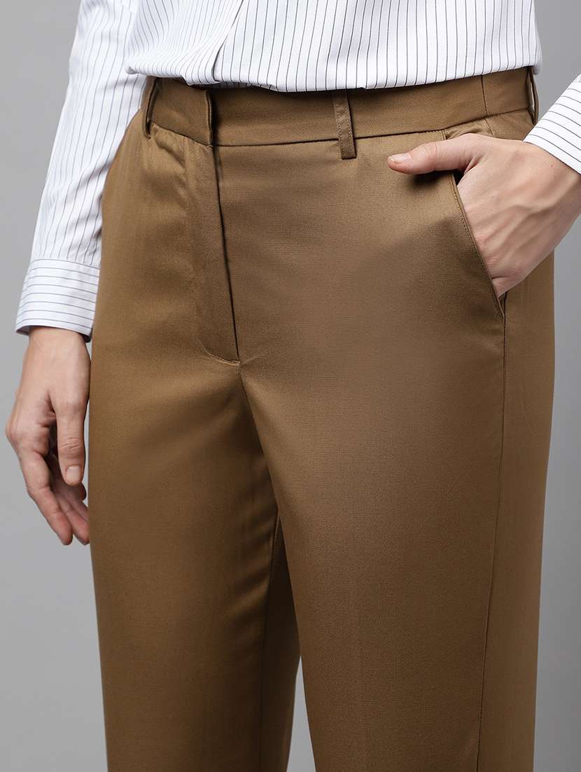 women solid mid rise cigarette pants - 22069334 -  Standard Image - 3