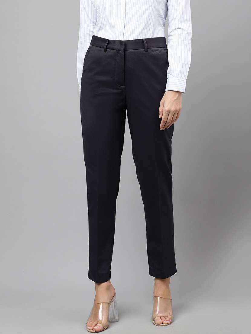 women solid mid rise cigarette pants - 22069335 -  Zoom Image - 0