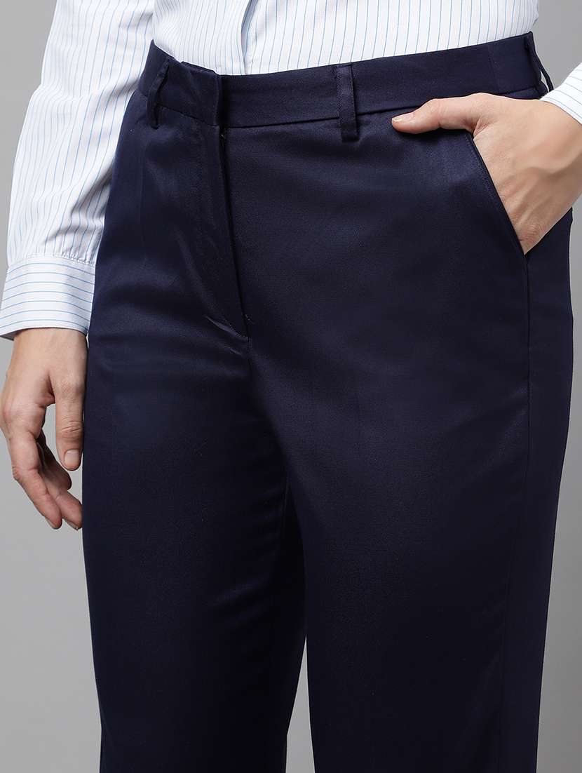 women solid mid rise cigarette pants - 22069336 -  Standard Image - 3