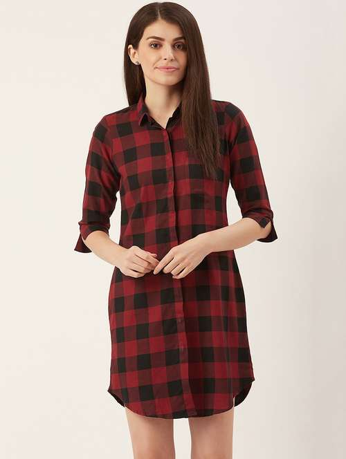 women checkered collred shirt dress - 22069339 -  Standard Image - 0