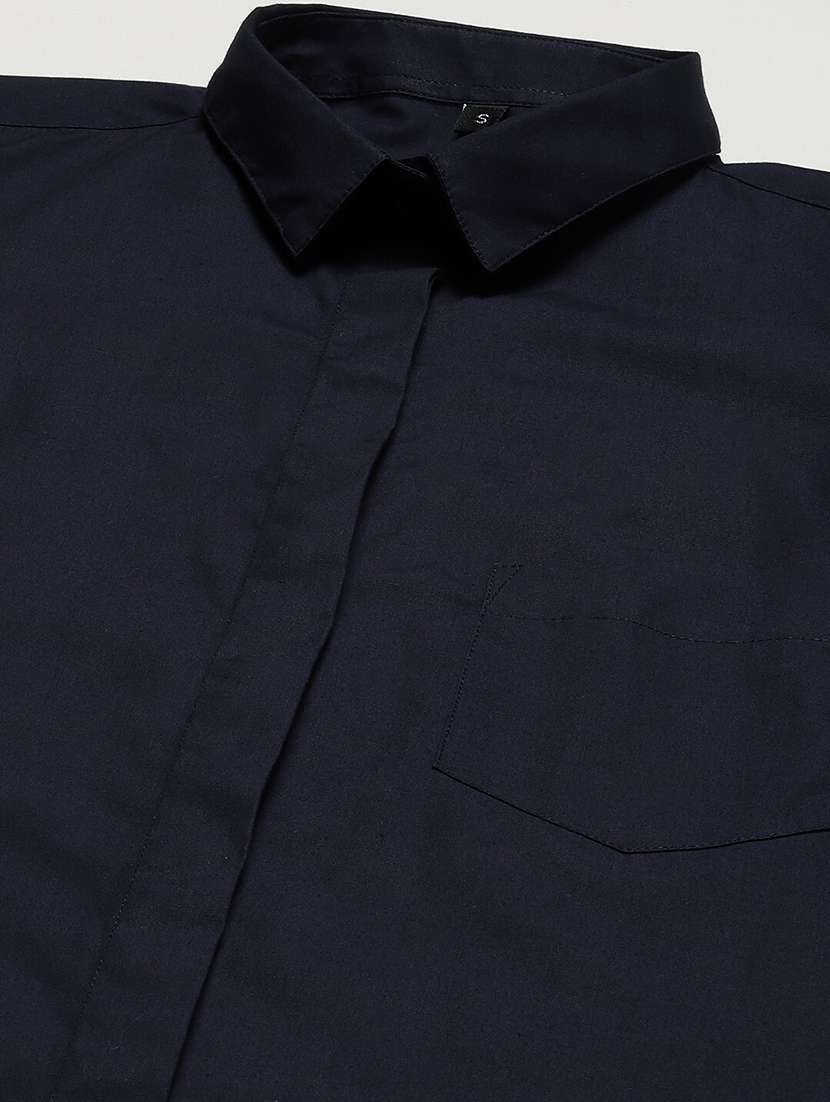 women solid collared shirt dress - 22069344 -  Standard Image - 3