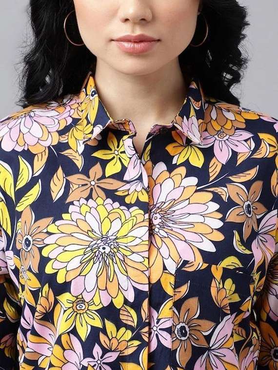 women floral print collared shirt dress - 22069349 -  Standard Image - 3
