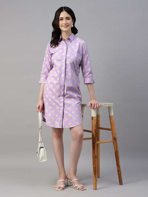 women polka doted collared shirt dress - 22069356 -  Standard Image - 0
