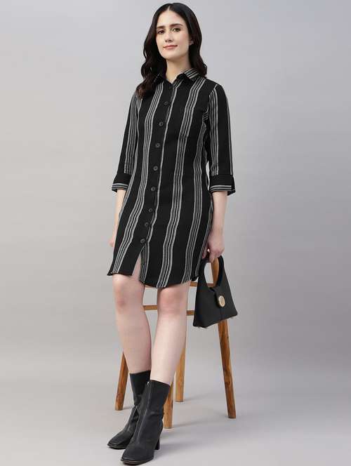 women striped collared shirt dress - 22069358 -  Standard Image - 0