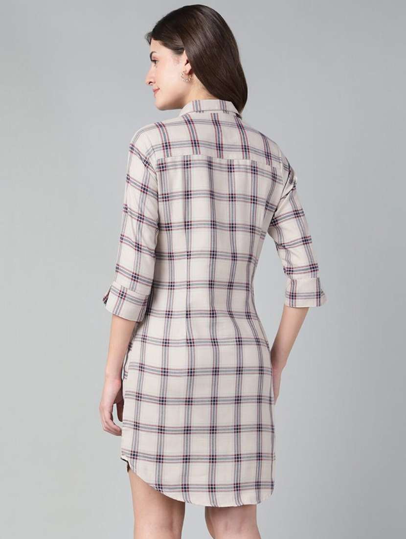 women checkered collared shirt dress - 22069360 - Standard Image - 3