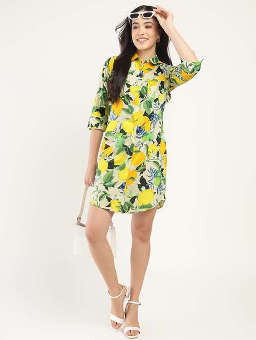women printed collared shirt dress - 22069364 - Standard Image - 0