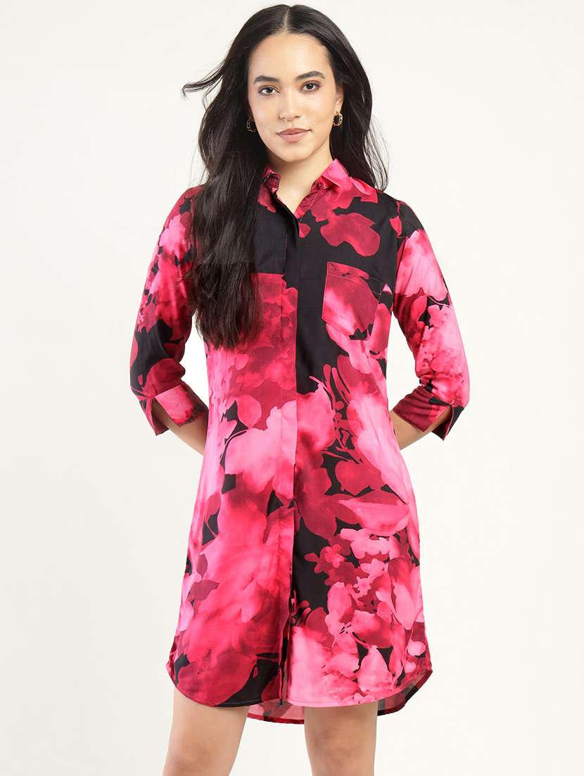 women printed collared shirt dress - 22069365 -  Zoom Image - 0
