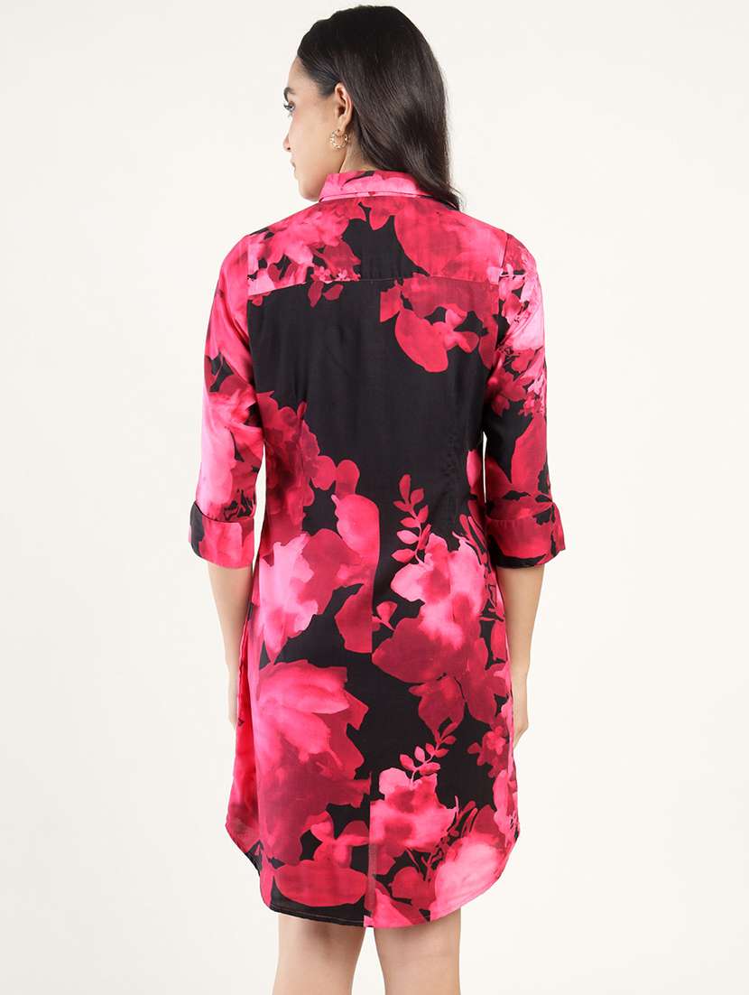 women printed collared shirt dress - 22069365 - Standard Image - 3