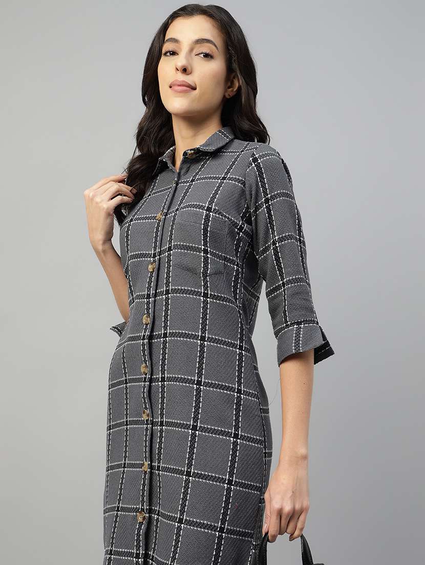 women checkered collared shirt dress - 22069368 -  Standard Image - 3