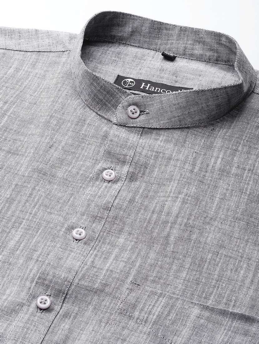 men mandarin neck long sleeve short kurta - 22069374 -  Standard Image - 5