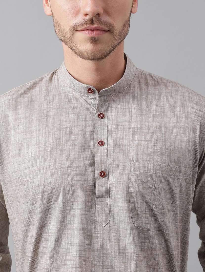 Men Mandarin Neck Long Sleeve Short Kurta - 22069379 -  Standard Image - 5