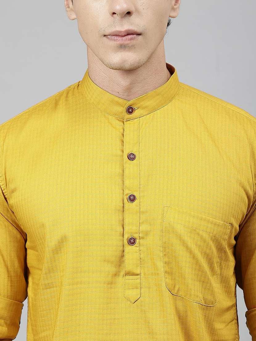 men mandarin neck long sleeve short kurta - 22069388 - Standard Image - 5