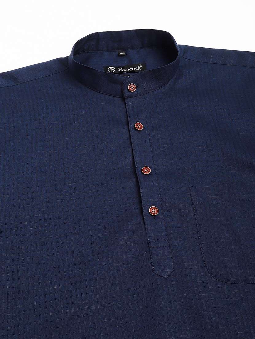 men mandarin neck long sleeve short kurta - 22069389 -  Standard Image - 3