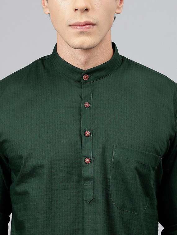 men mandarin neck long sleeve short kurta - 22069390 -  Standard Image - 5