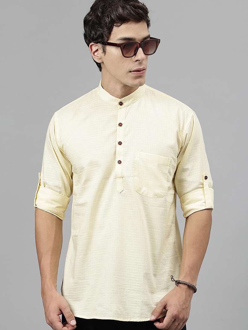 men mandarin neck long sleeve short kurta - 22069393 - Zoom Image - 0