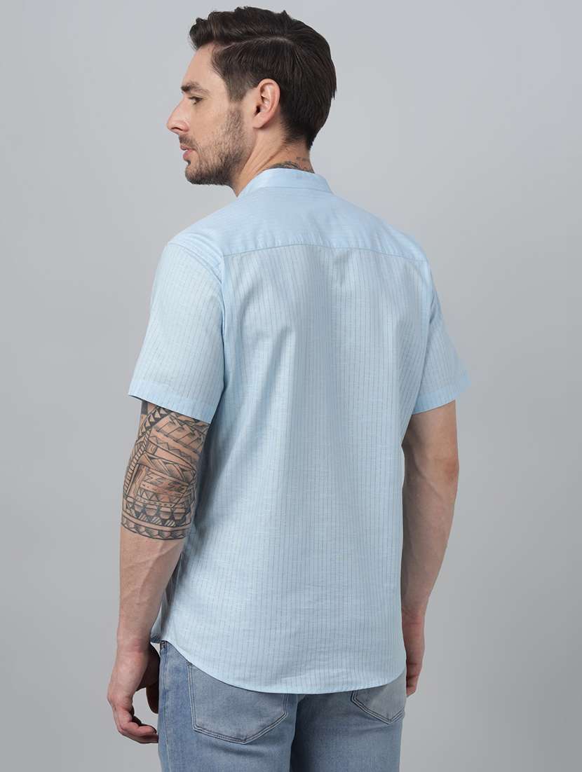 men mandarin neck short sleeve short kurta - 22069399 -  Standard Image - 3