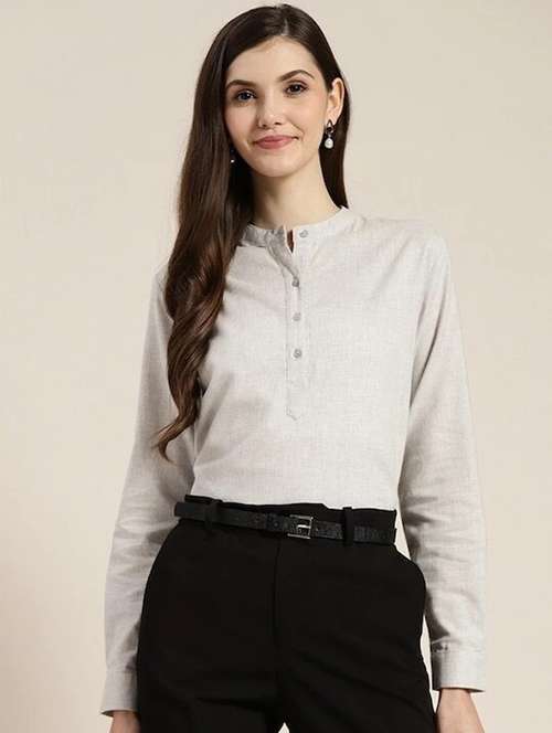 women solid long sleeve regular top - 22069408 -  Standard Image - 0