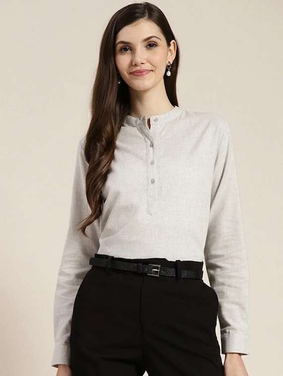 women solid long sleeve regular top - 22069408 -  Zoom Image - 0