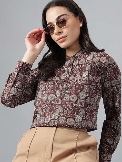 women printed long sleeve regular top - 22069409 -  Standard Image - 0