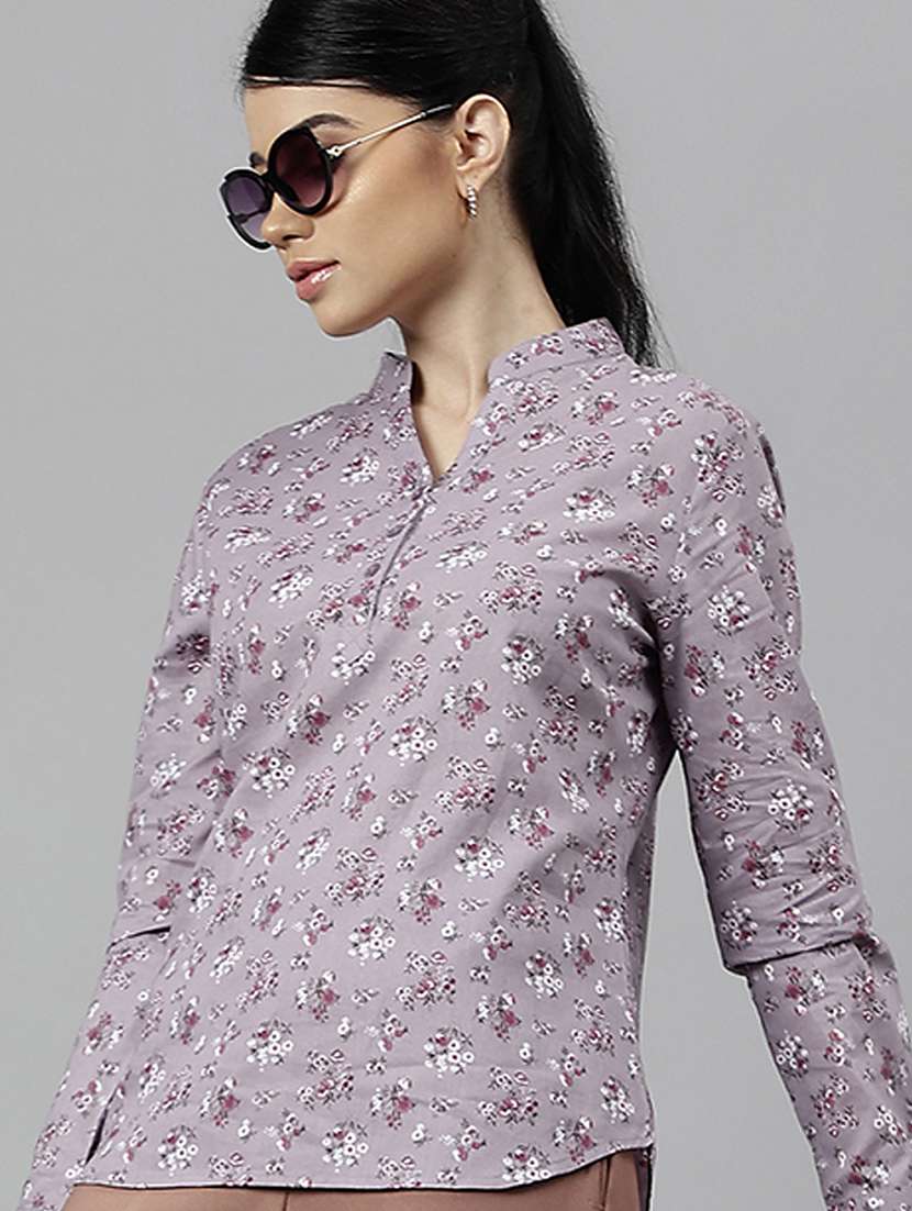 women printed long sleeve regular fit top