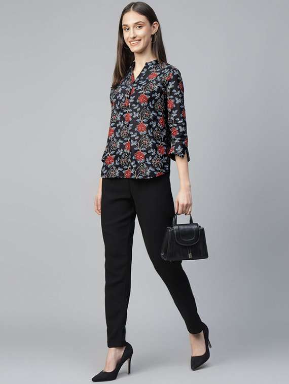 women printed long sleeve regular fit top - 22069435 - Standard Image - 3