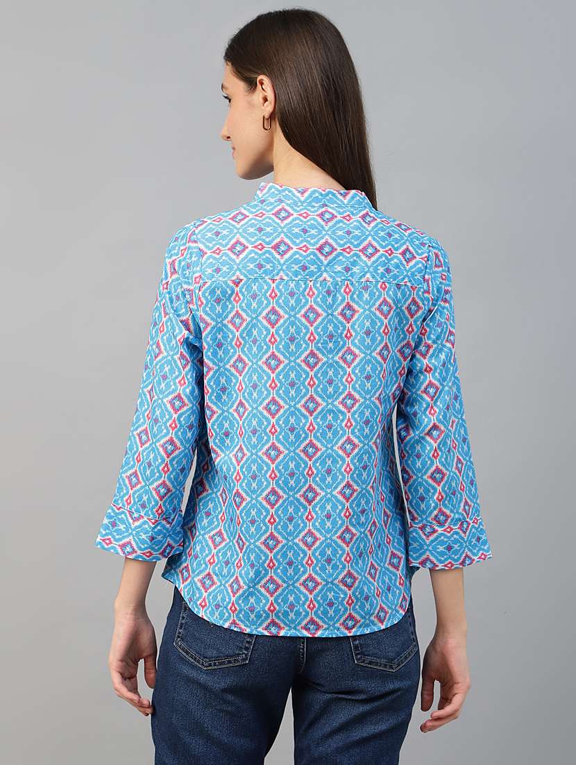 women printed three quarter sleeve regular fit top - 22069444 - Standard Image - 3