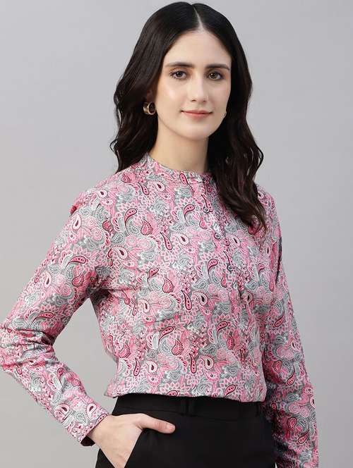 women printed long sleeve regular fit top - 22069447 - Standard Image - 0
