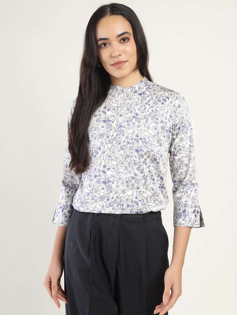 women printed three quarter sleeve regular fit top - 22069451 -  Zoom Image - 0
