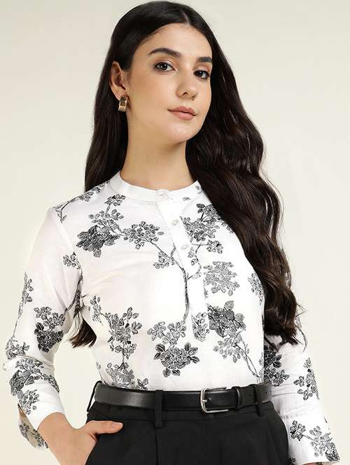 women printed long sleeve regular fit top - 22069455 -  Standard Image - 0