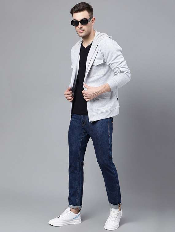 men solid long sleeve hooded sweatshirt - 22069466 -  Standard Image - 3