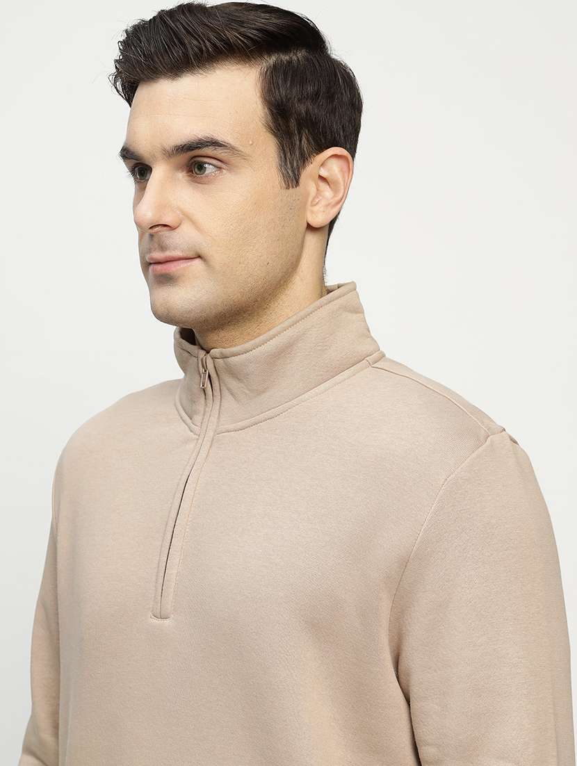 men solid long sleeve stand collar sweatshirt - 22069470 -  Standard Image - 3
