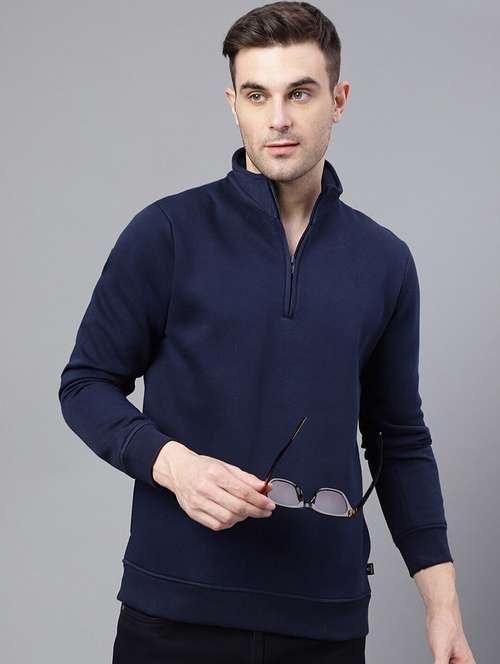 men solid long sleeve stand collar sweatshirt - 22069475 -  Standard Image - 0
