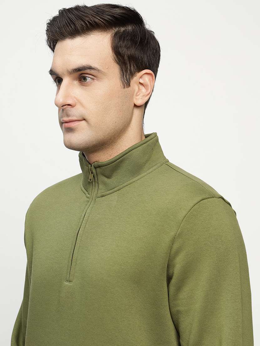 men solid long sleeve stand collar sweatshirt - 22069476 -  Standard Image - 3