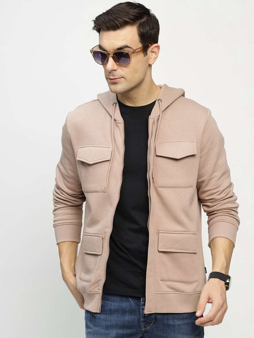 men solid long sleeve hooded sweatshirt - 22069477 -  Zoom Image - 0