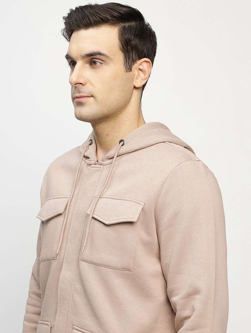 men solid long sleeve hooded sweatshirt - 22069477 -  Standard Image - 3