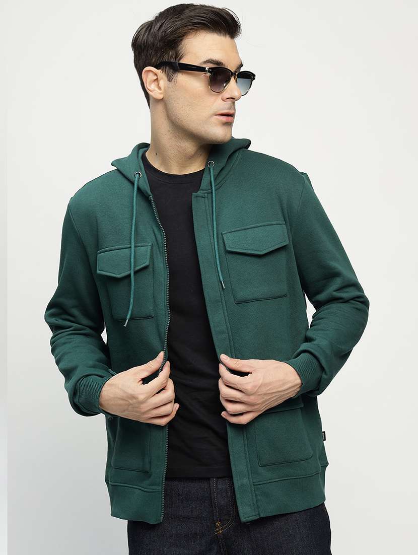 men solid long sleeve hooded sweatshirt - 22069478 -  Zoom Image - 0