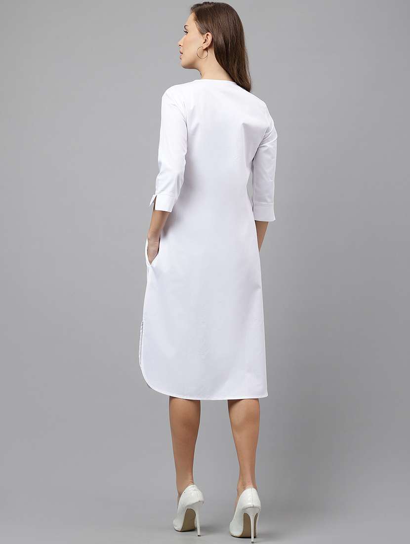 women solid v-neck shirt dress - 22069504 -  Standard Image - 3