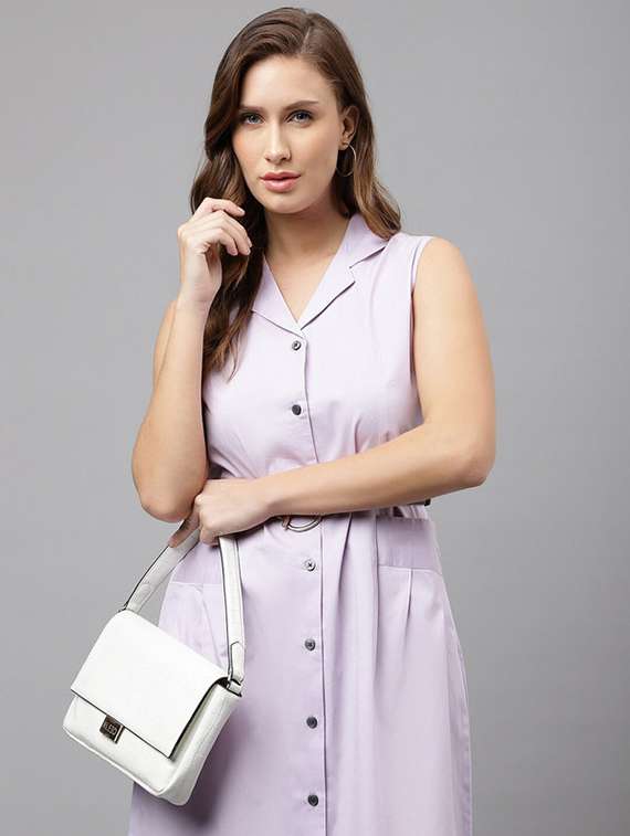 women solid sleeveless shirt dress - 22069506 -  Zoom Image - 0