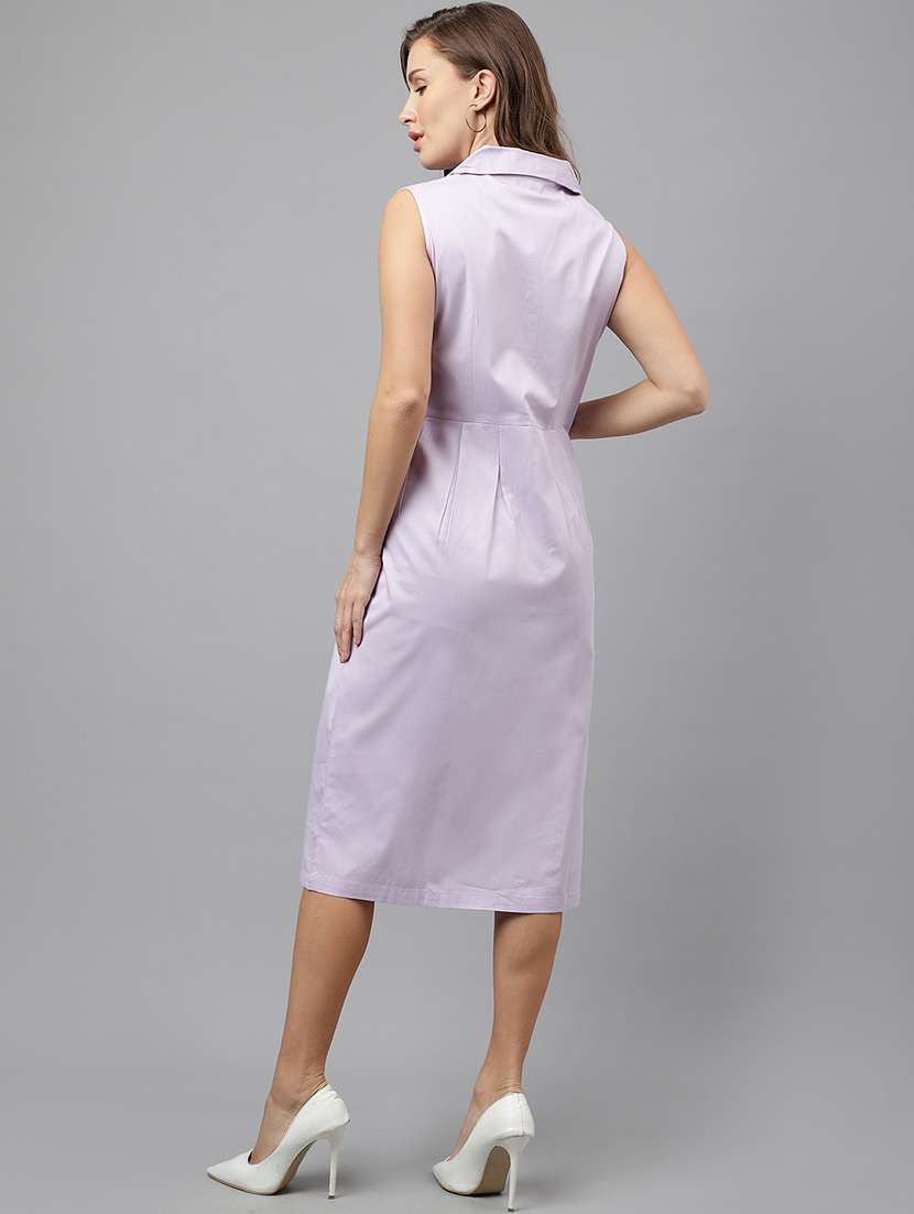 women solid sleeveless shirt dress - 22069506 - Standard Image - 3