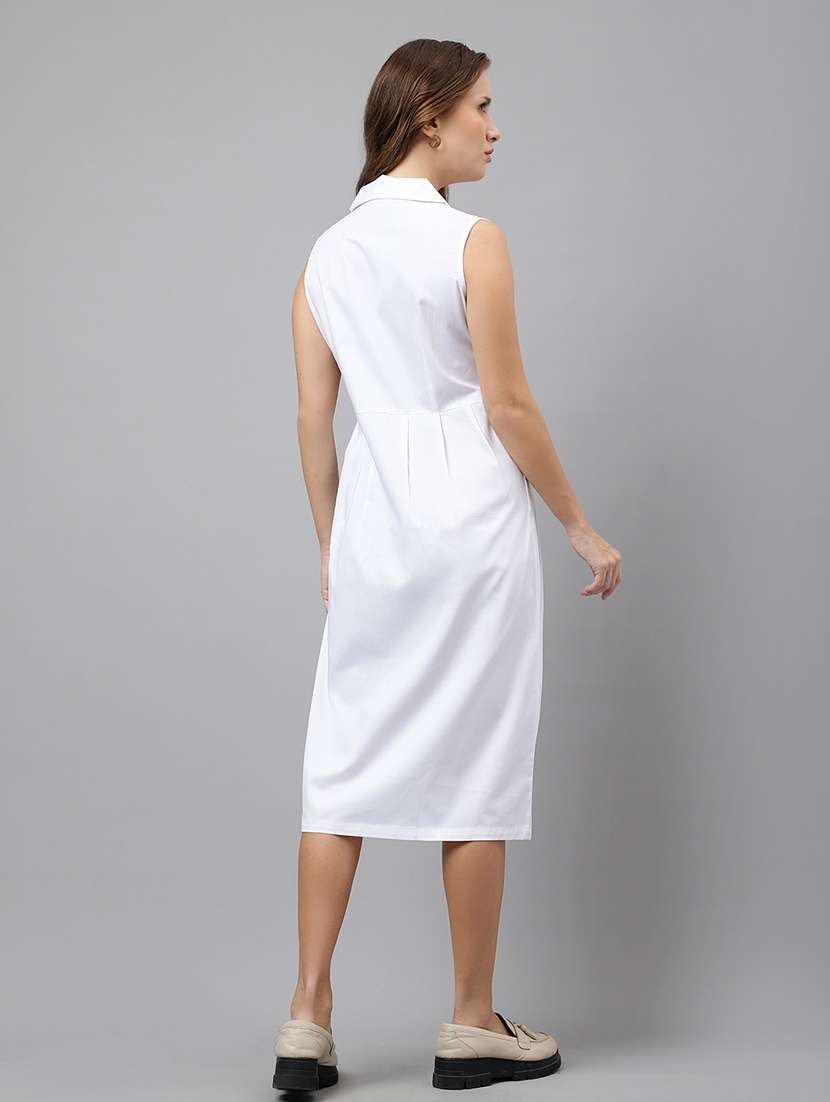 women solid sleeveless shirt dress - 22069507 - Standard Image - 3